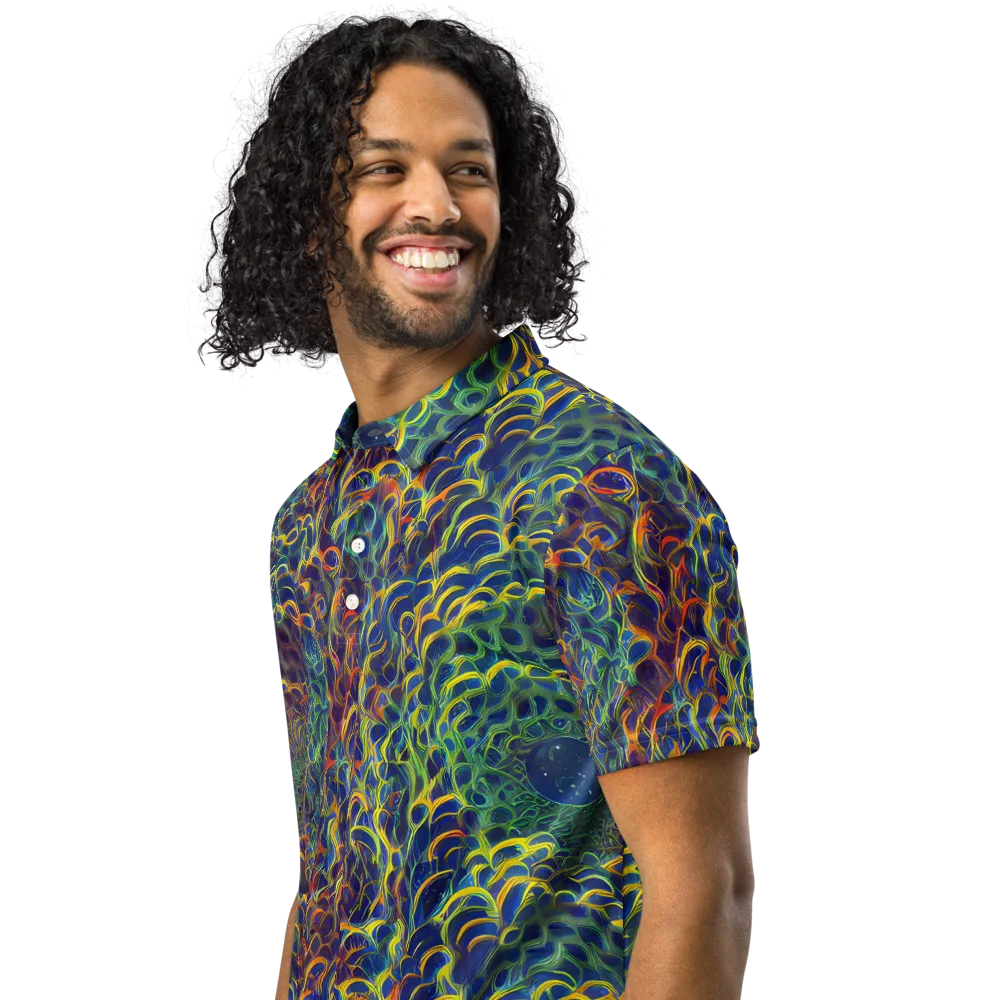 Viridian Flame on Men's Slim Fit Polo Shirt — Left Front