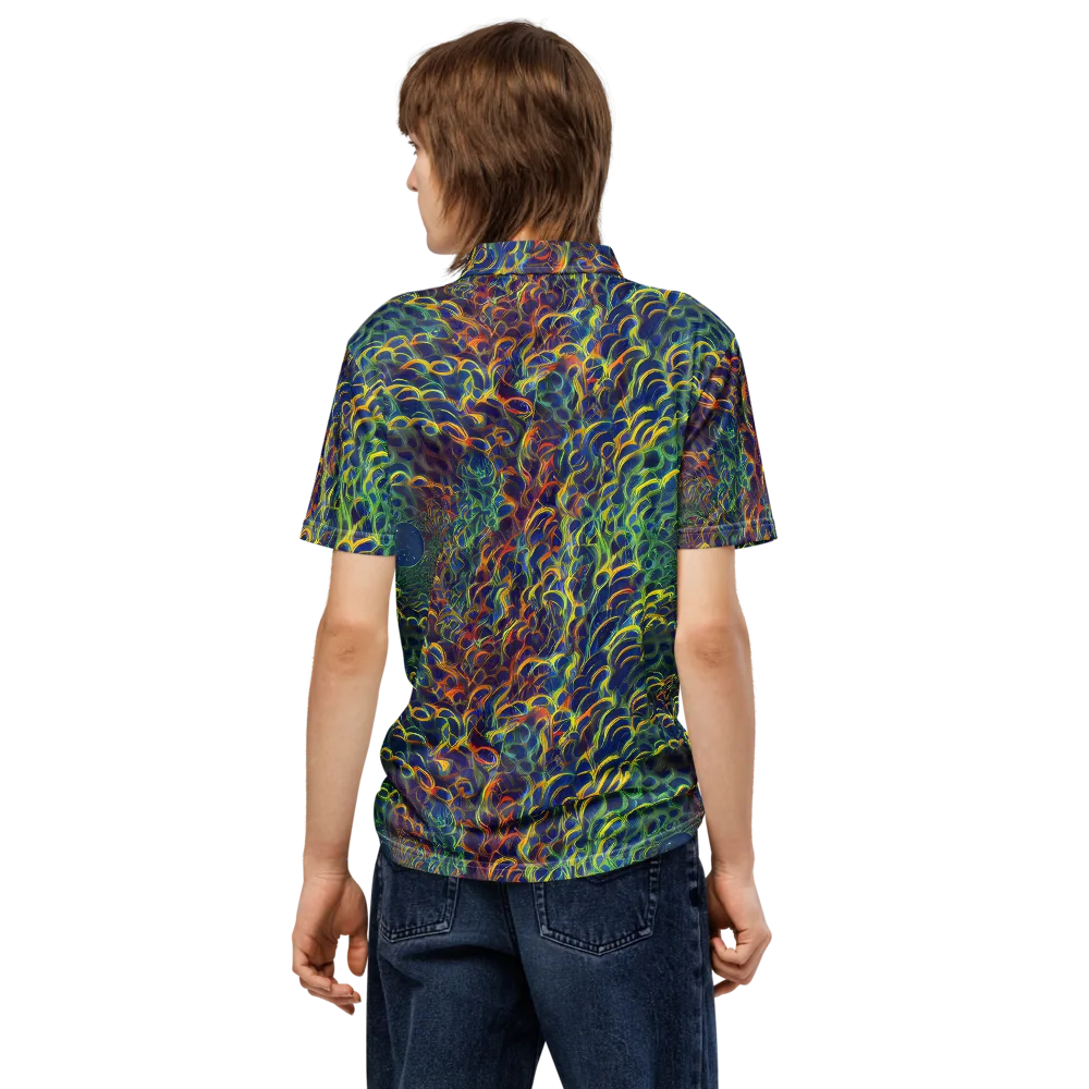 Viridian Flame on Men's Slim Fit Polo Shirt — Back