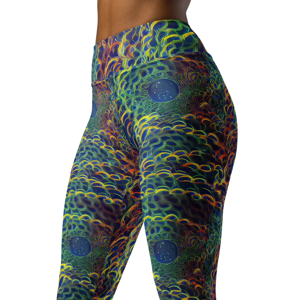 Viridian Flame on Yoga Leggings — Left Front
