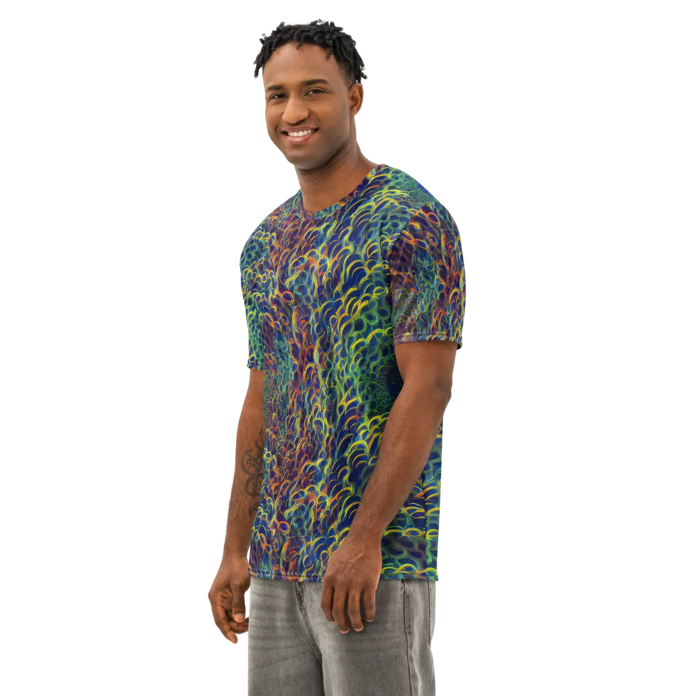 Viridian Flame on Men's Cotton Crew Neck T-Shirt — Left Front