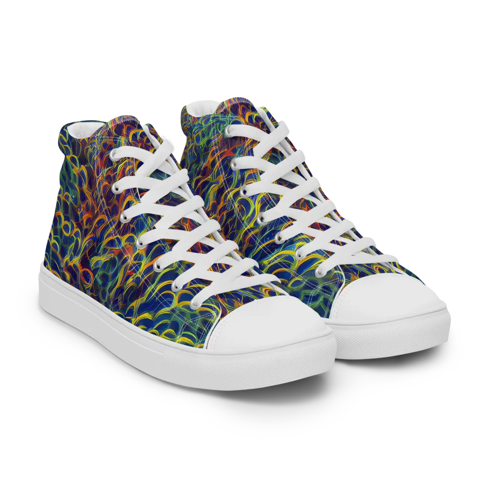 Viridian Flame on Men's High Top Canvas Shoes — Right Front