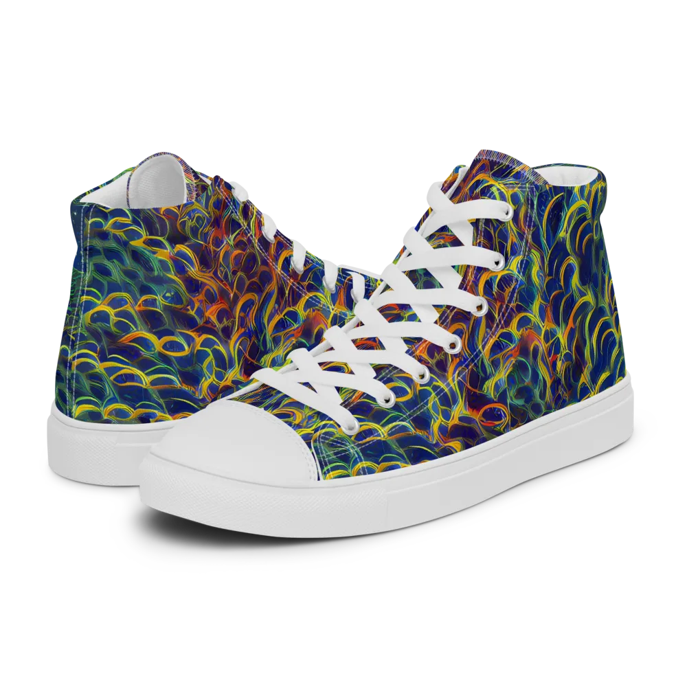 Viridian Flame on Men's High Top Canvas Shoes — Left