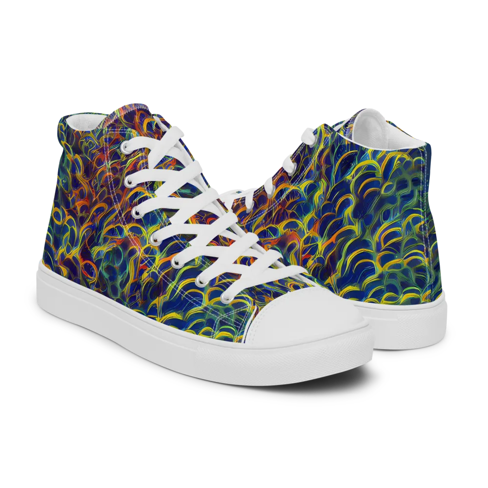 Viridian Flame on Men's High Top Canvas Shoes — Right
