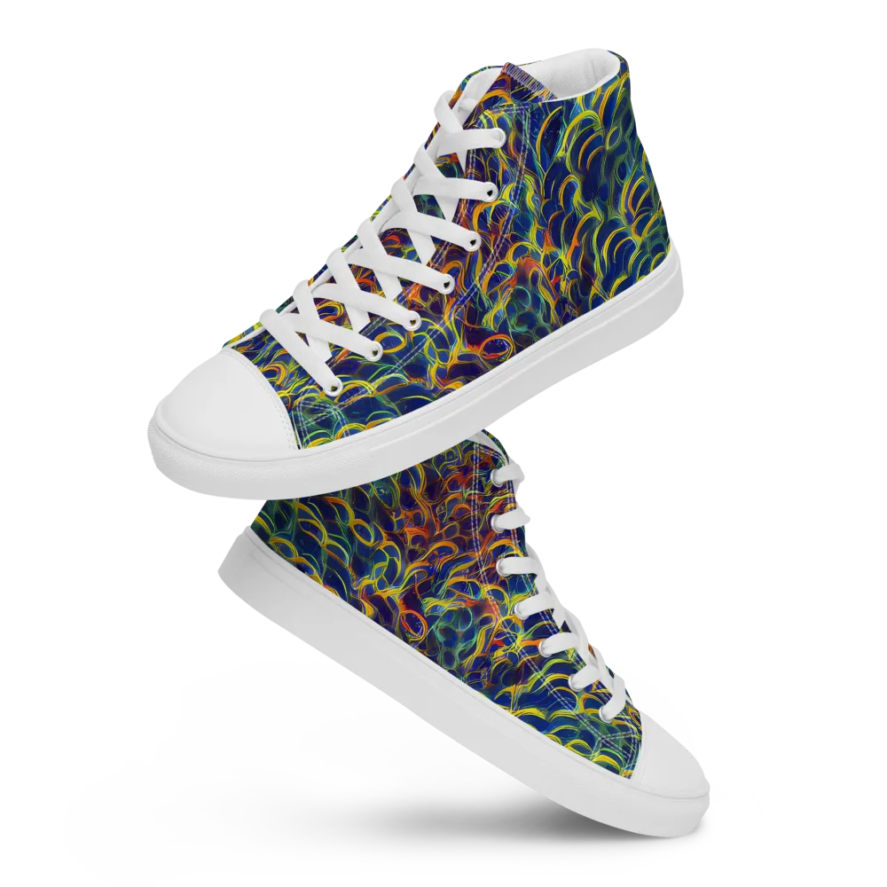 Viridian Flame on Men's High Top Canvas Shoes — Front