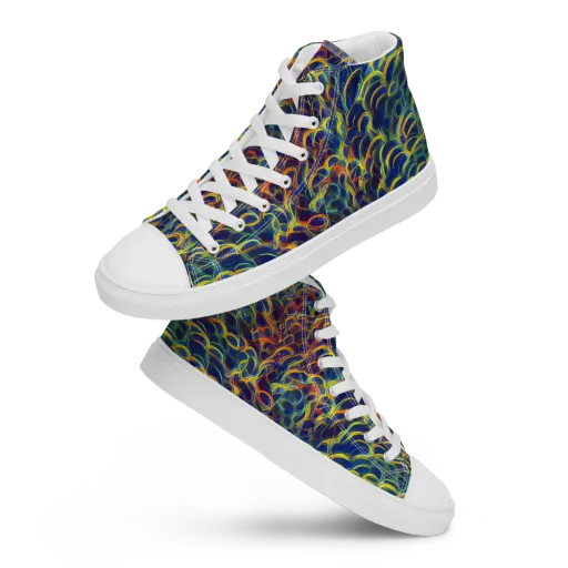 Viridian Flame on a Men's High Top Canvas Shoes