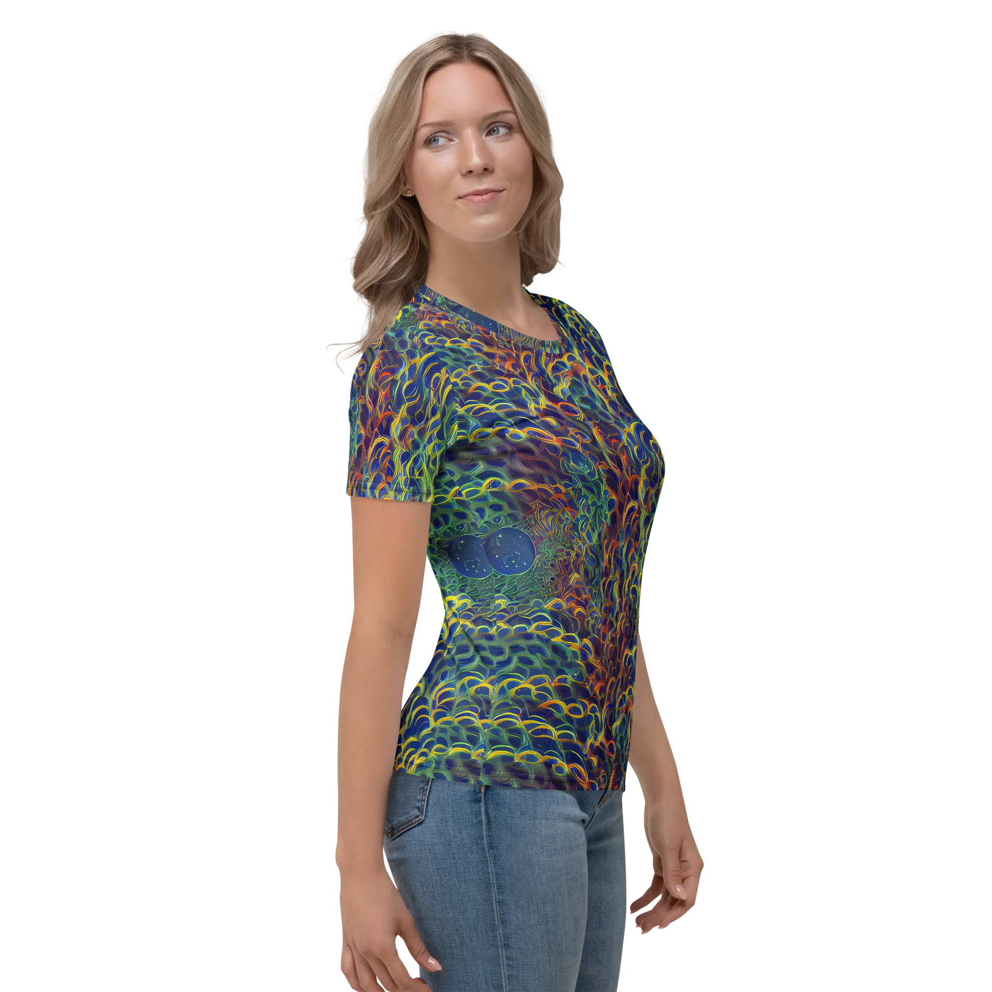Viridian Flame on Women's Crew Neck T-Shirt — Right