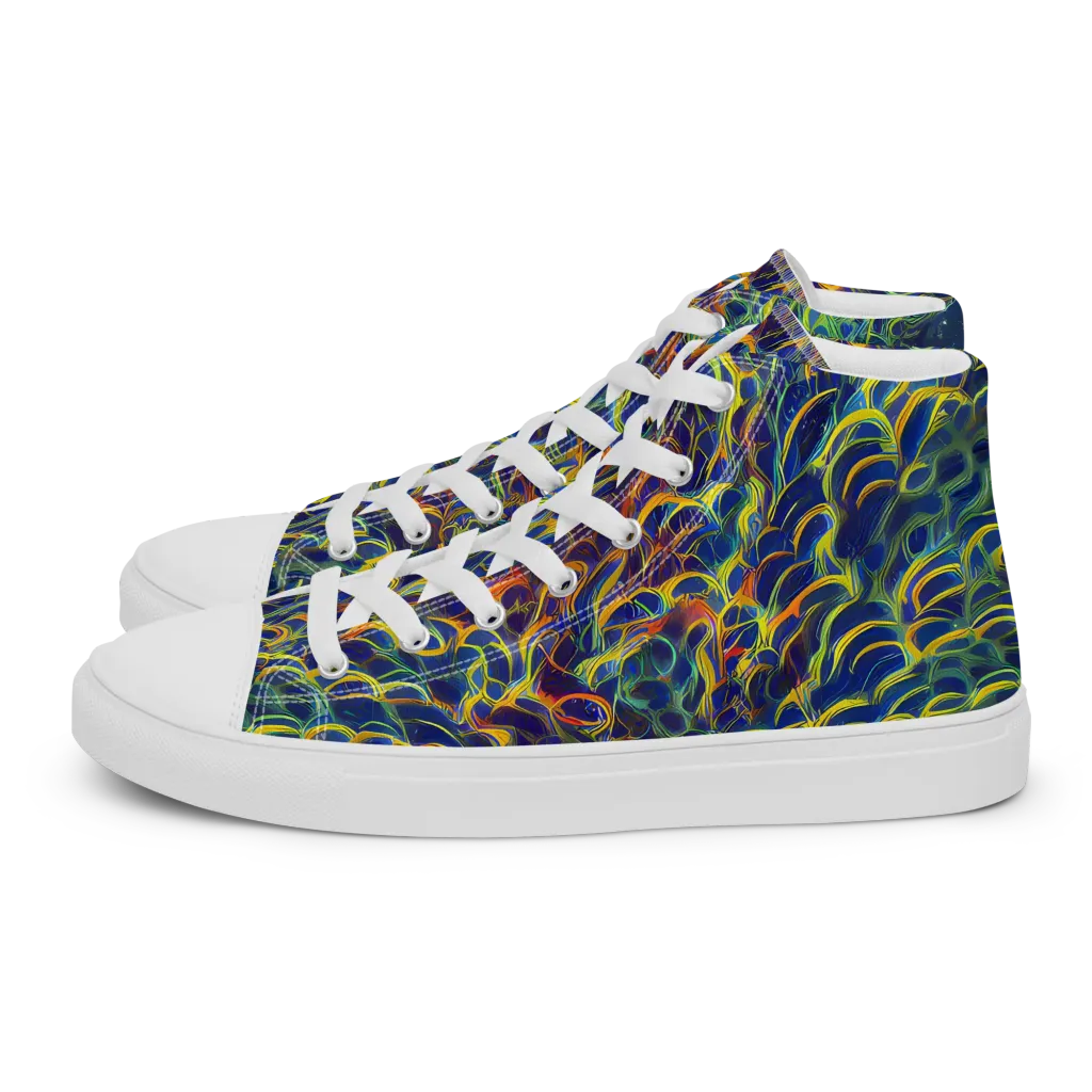 Viridian Flame on Women's High Top Canvas Shoes — Left