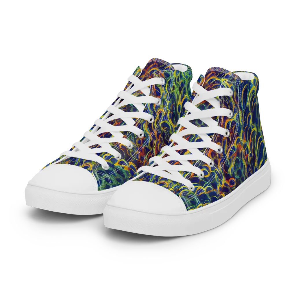 Viridian Flame on Women's High Top Canvas Shoes — Left Front