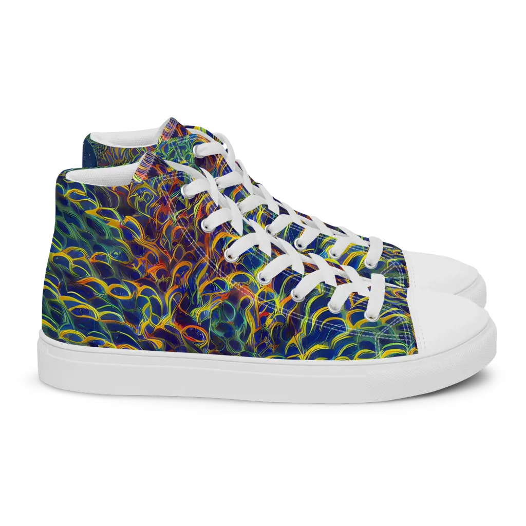 Viridian Flame on Women's High Top Canvas Shoes — Right