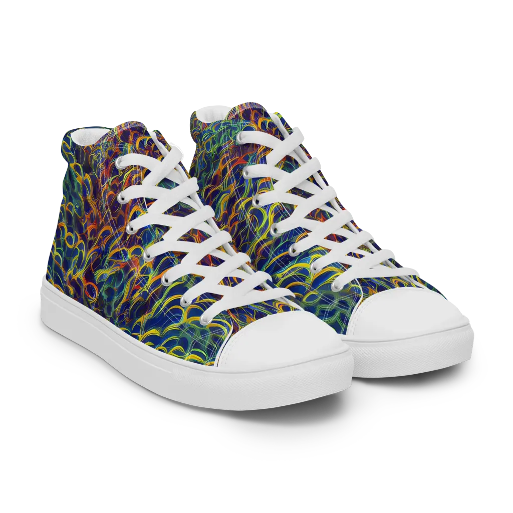 Viridian Flame on Women's High Top Canvas Shoes — Right Front