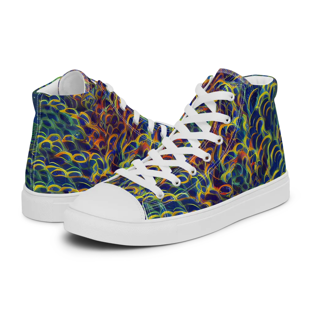 Viridian Flame on Women's High Top Canvas Shoes — Left