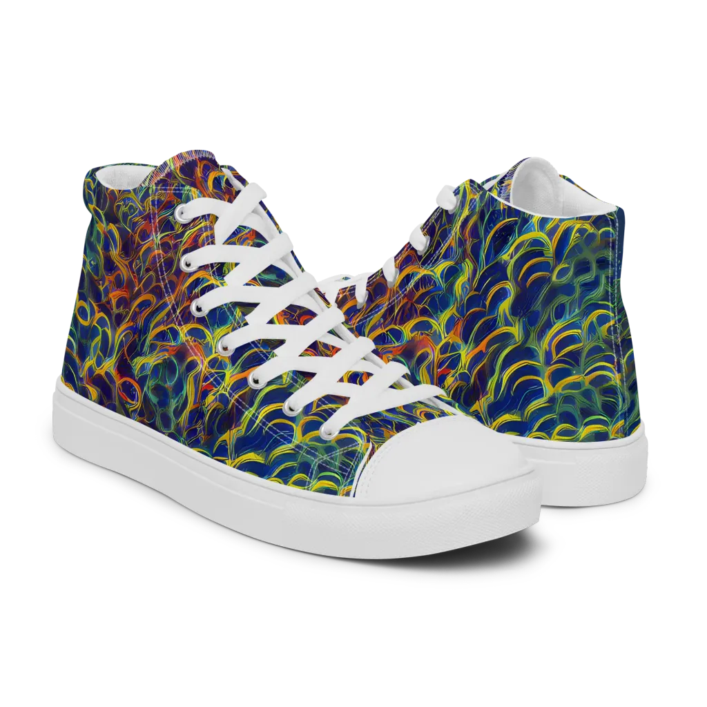 Viridian Flame on Women's High Top Canvas Shoes — Right
