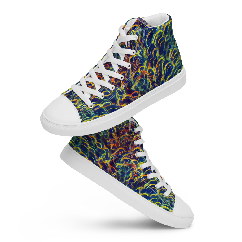 Viridian Flame on Women's High Top Canvas Shoes — Front