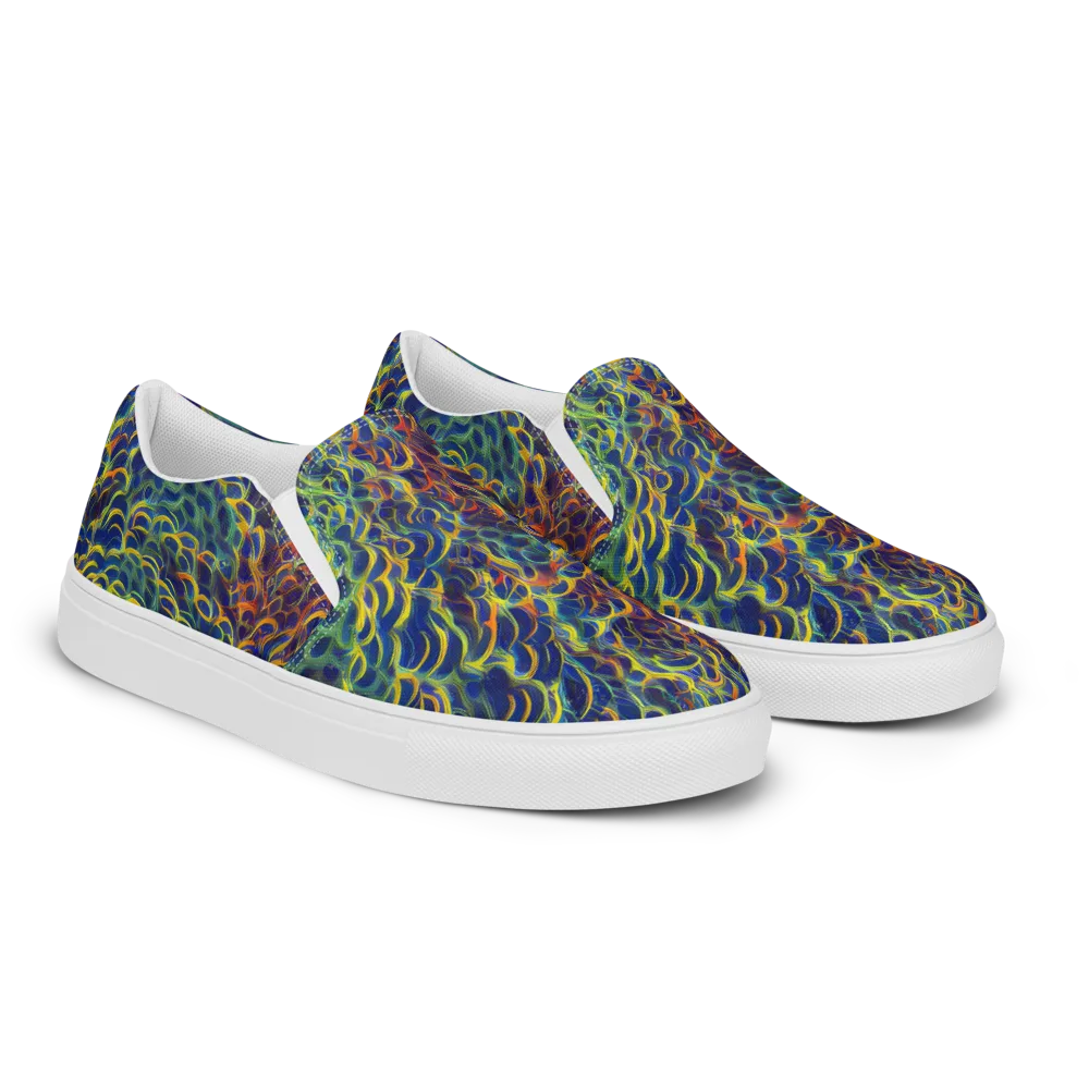 Viridian Flame on Men's Slip-On Canvas Shoes — Right Front