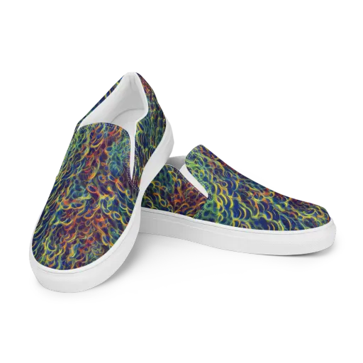 Viridian Flame on a Men's Slip-On Canvas Shoes