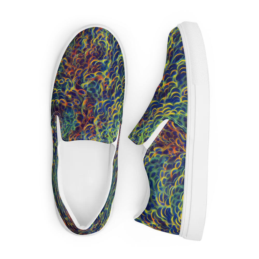 Viridian Flame on Men's Slip-On Canvas Shoes — Front