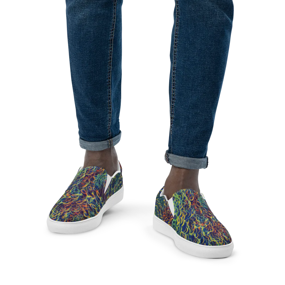 Viridian Flame on Men's Slip-On Canvas Shoes — Front
