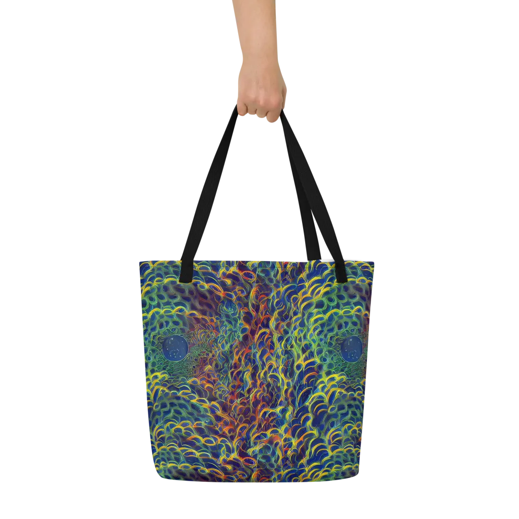 Viridian Flame on Large Tote Bag W/ Pocket — Front