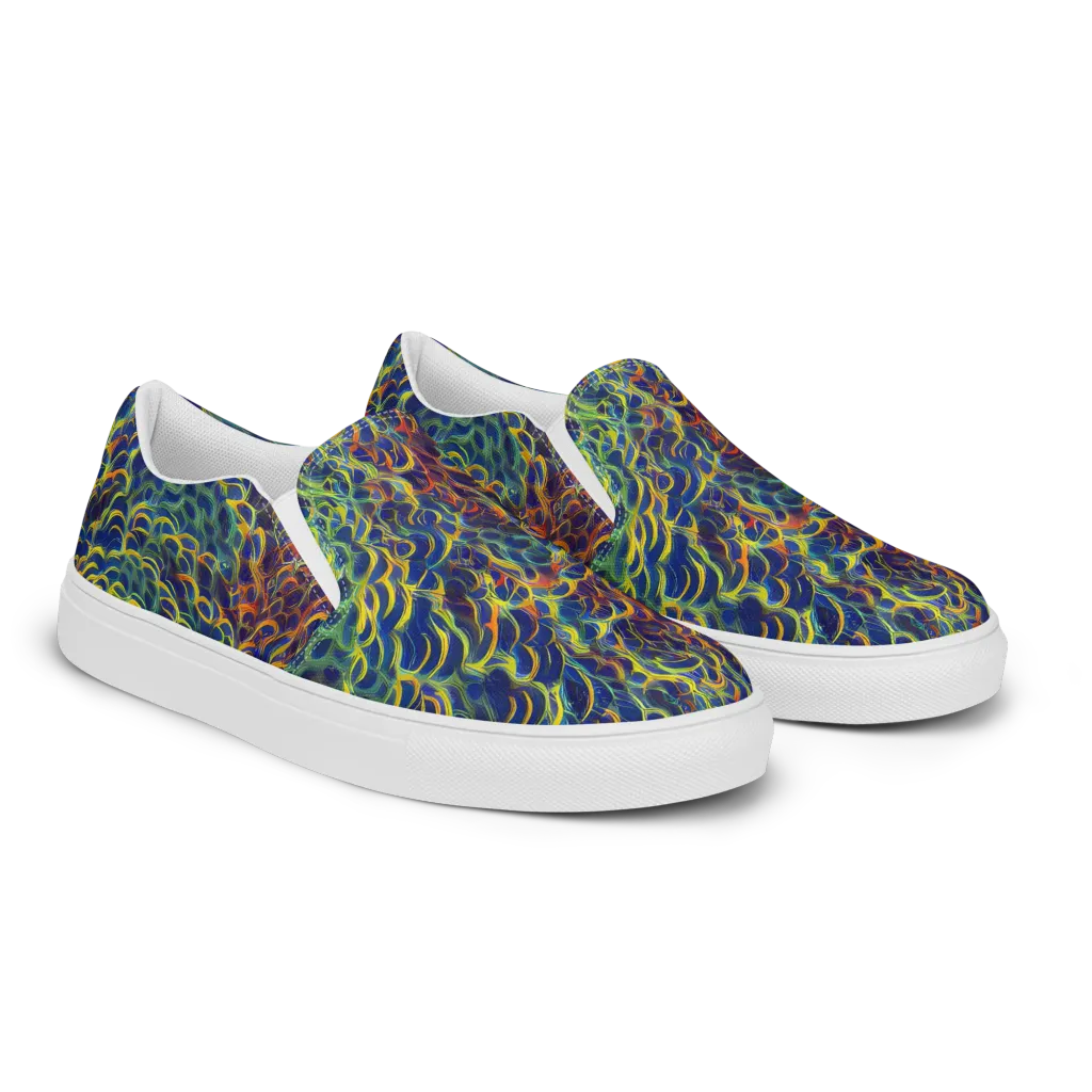Viridian Flame on Women's Slip-On Canvas Shoes — Right Front