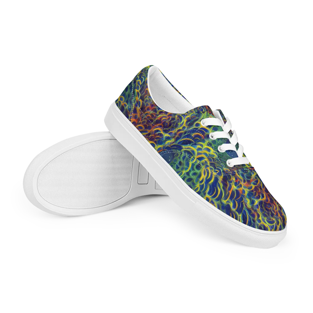 Viridian Flame on Men's Lace-Up Canvas Shoes — Right Front