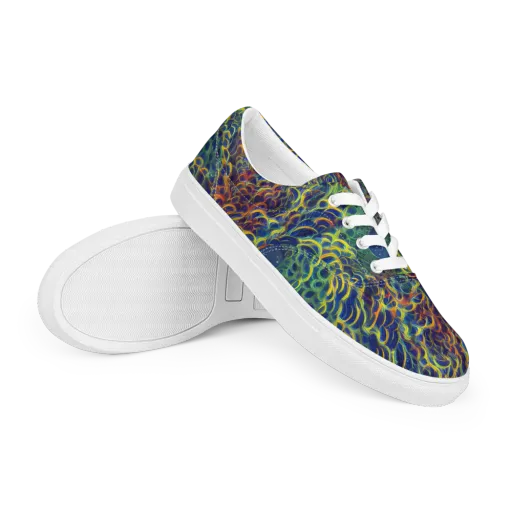 Viridian Flame on a Men's Lace-Up Canvas Shoes