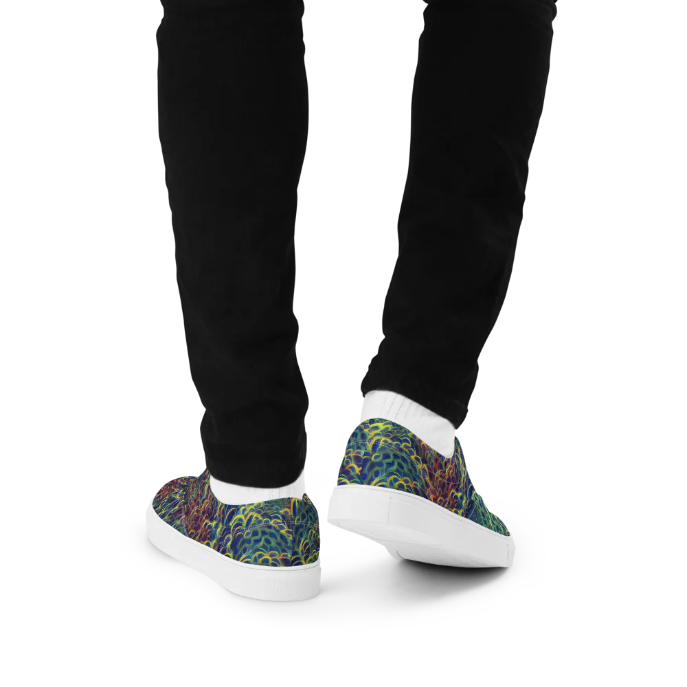 Viridian Flame on Men's Lace-Up Canvas Shoes — Back