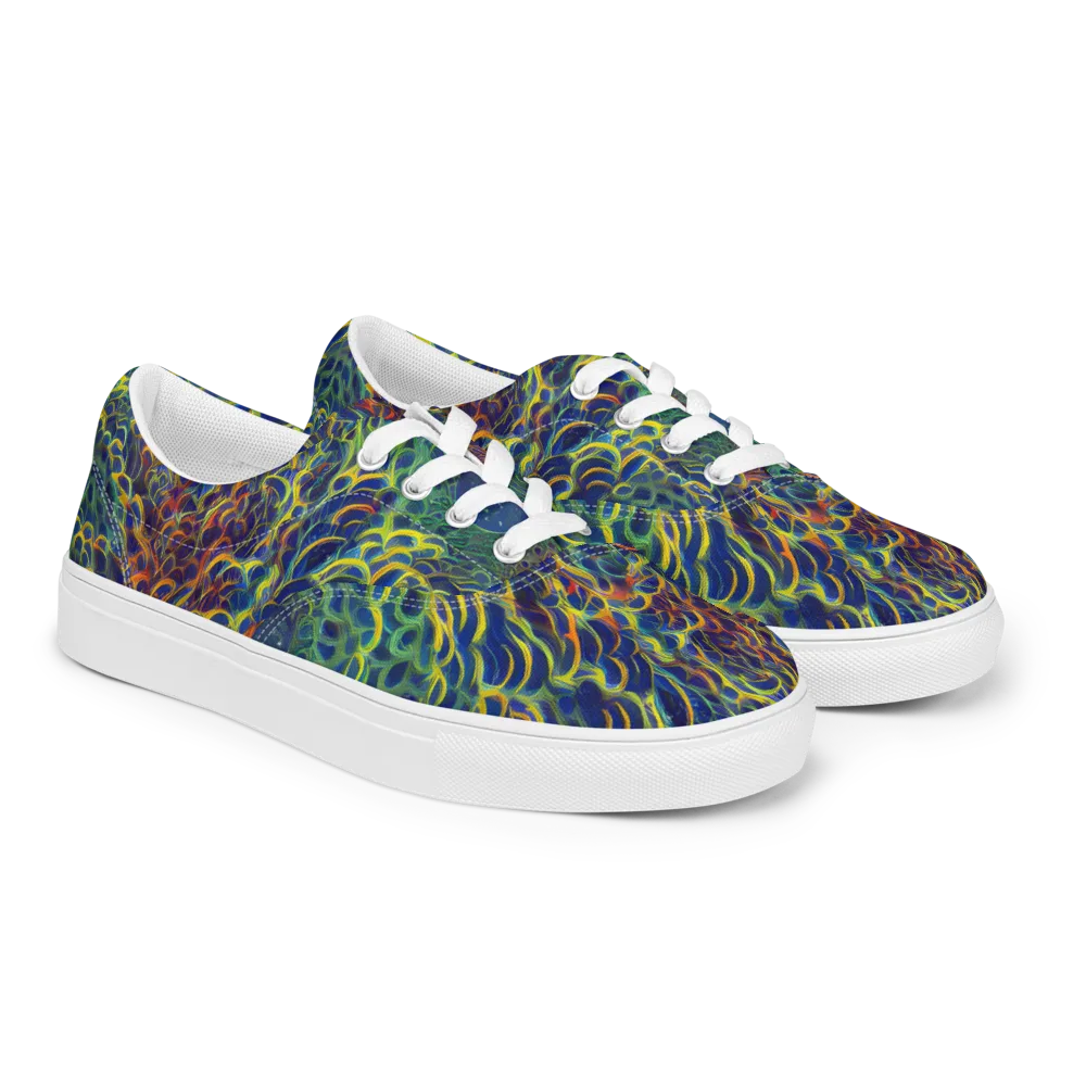Viridian Flame on Men's Lace-Up Canvas Shoes — Right Front
