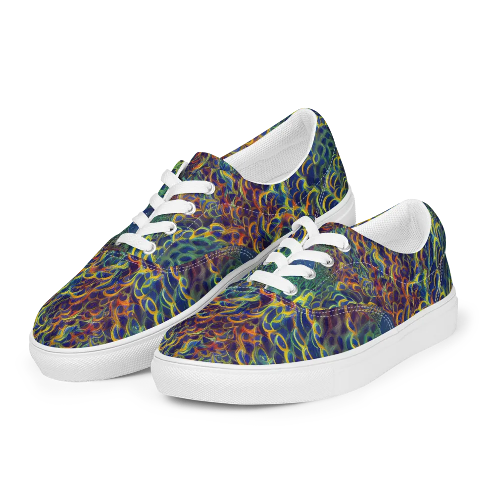 Viridian Flame on Men's Lace-Up Canvas Shoes — Left Front
