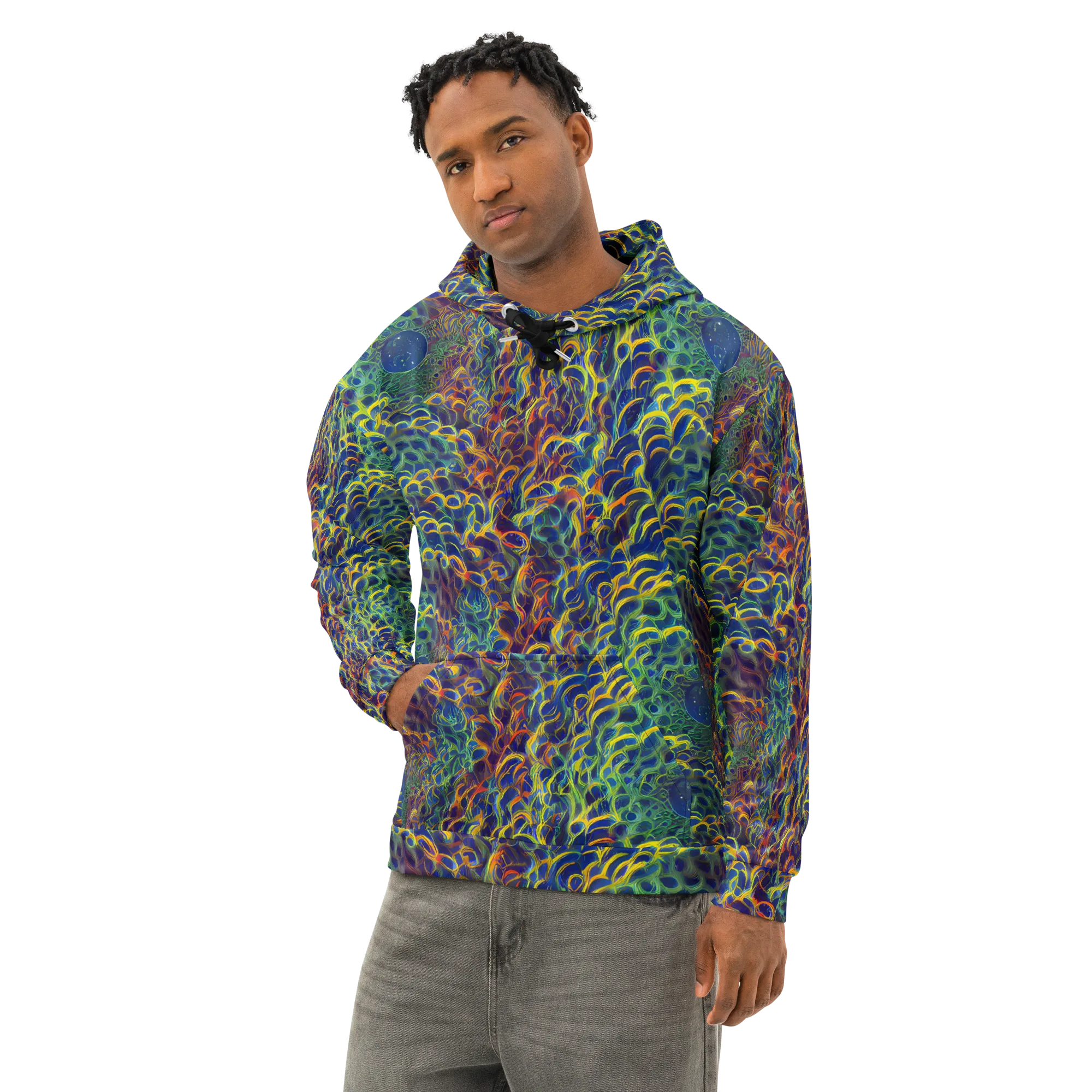 Viridian Flame on Cotton Hoodie — Left Front