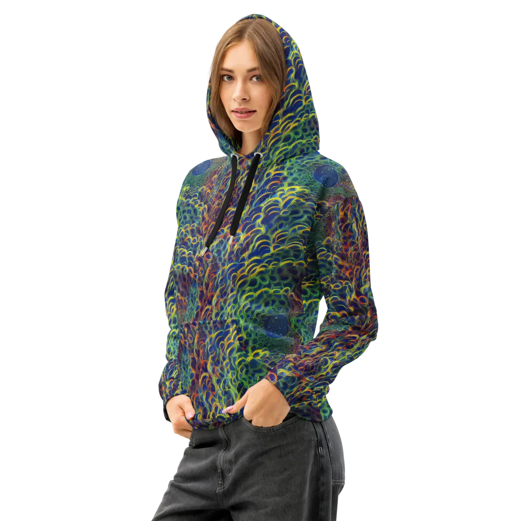 Viridian Flame on Cotton Hoodie — Left Front