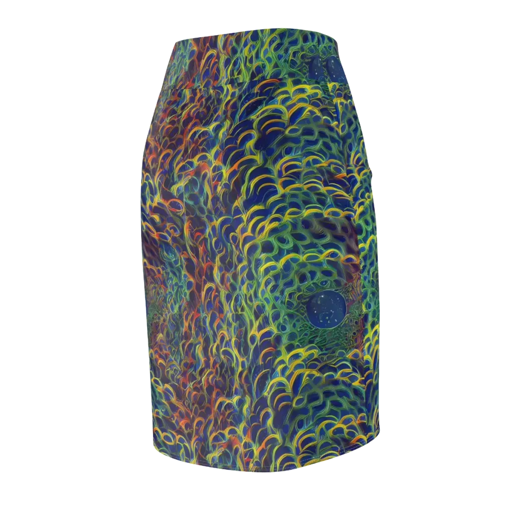 Viridian Flame on Pencil Skirt — Back Side