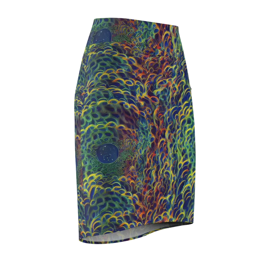 Viridian Flame on Pencil Skirt — Front Side