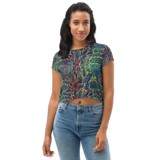 Viridian Flame on a Crop Tee
