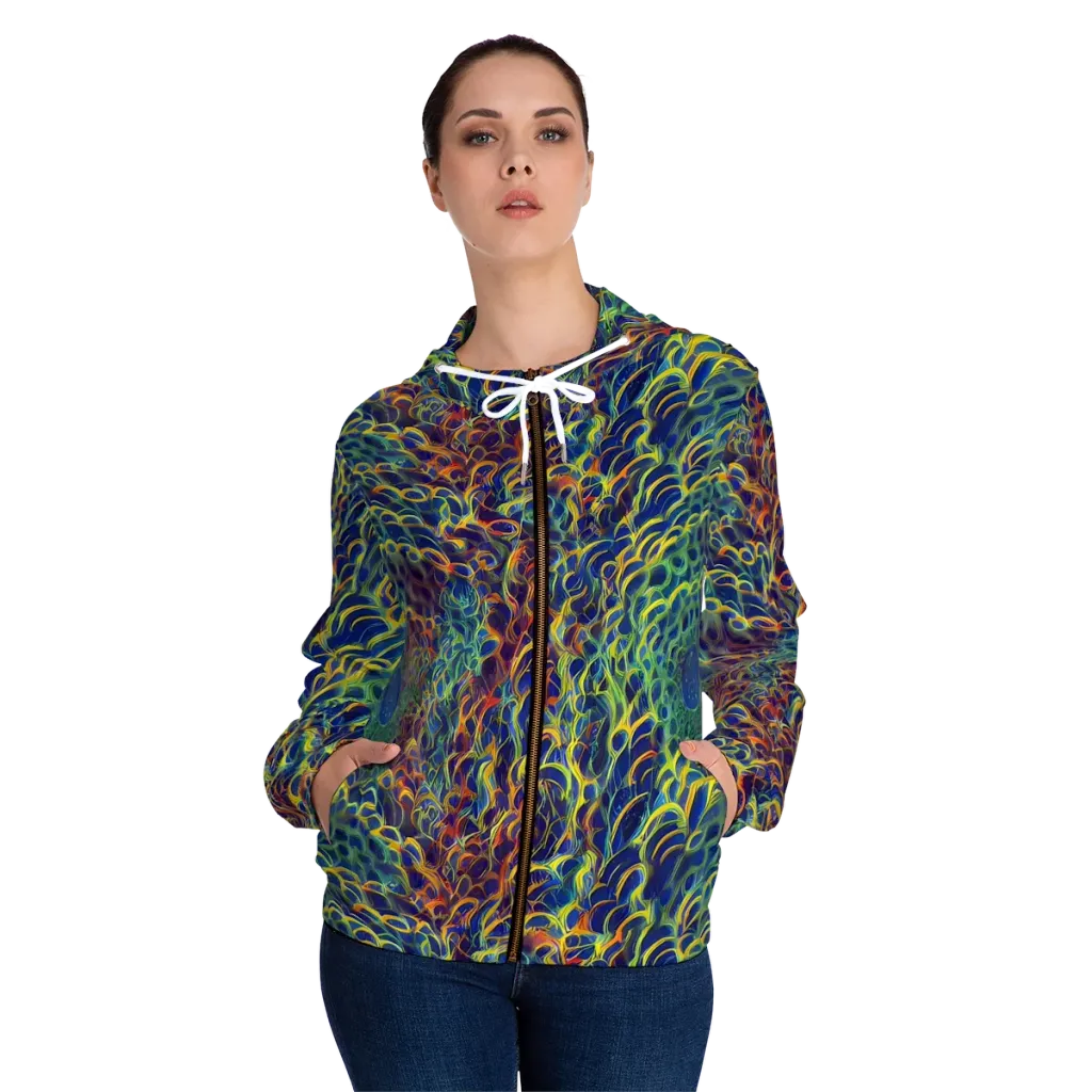Viridian Flame on Women's Full-Zip Hoodie — Front On Person