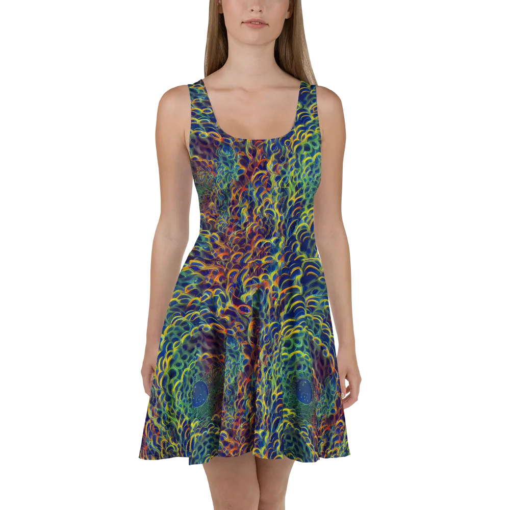 Viridian Flame on Skater Dress — Front