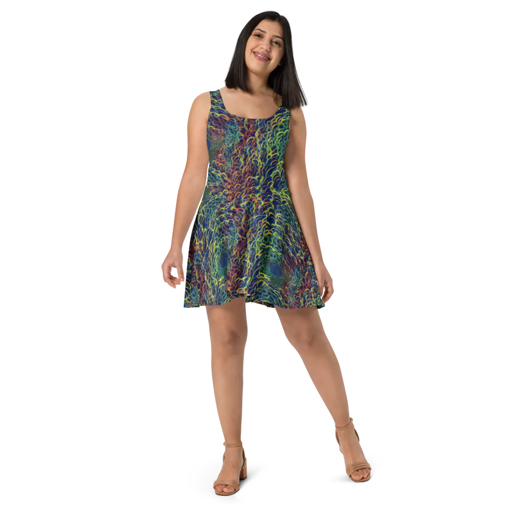Viridian Flame on Skater Dress — Front