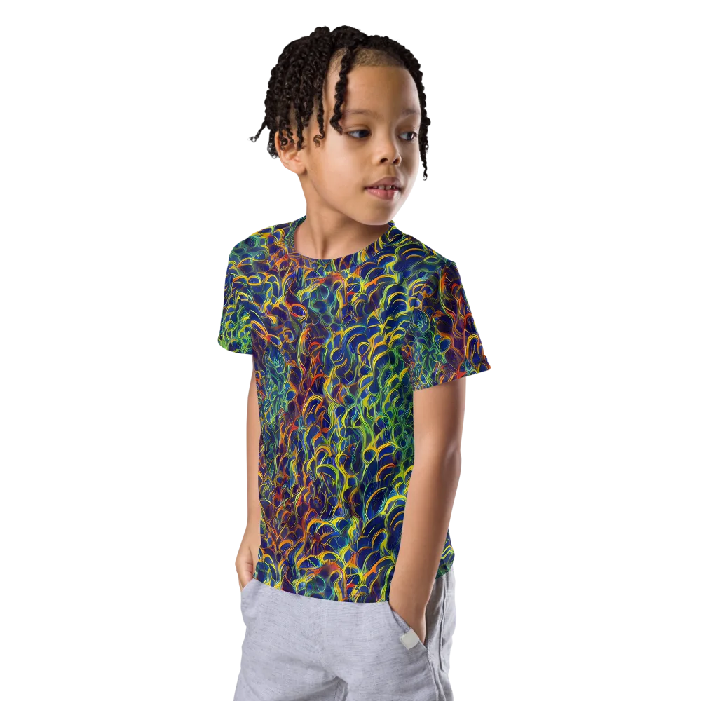 Viridian Flame on Kids Crew Neck T-Shirt — Left Front