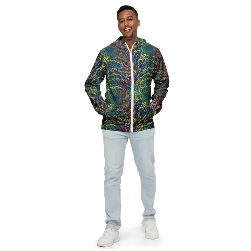 Viridian Flame on a Men's Windbreaker