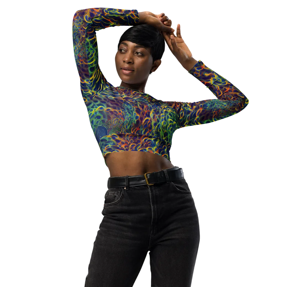 Viridian Flame on Long Sleeve Crop Top — Front