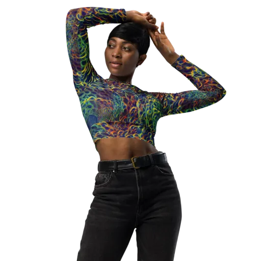 Viridian Flame on a Long Sleeve Crop Top