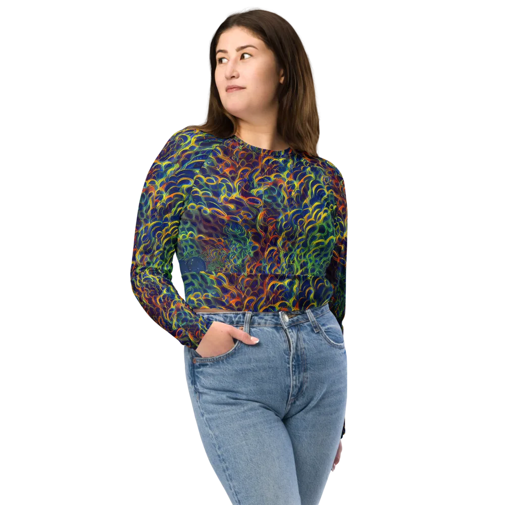 Viridian Flame on Long Sleeve Crop Top — Front