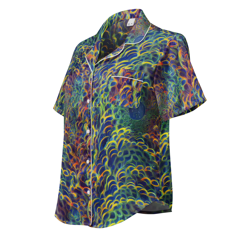 Viridian Flame on Women's Short Sleeve Pajama Top — Left Front