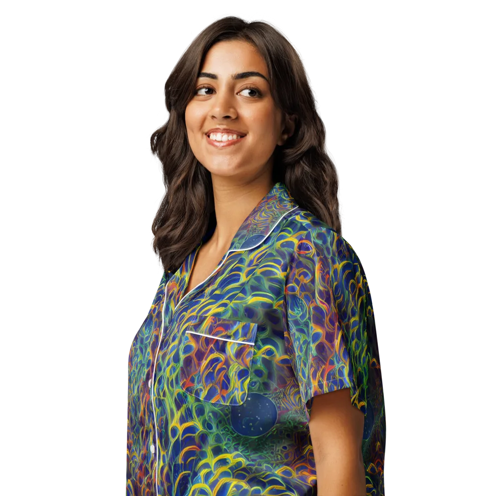 Viridian Flame on Women's Short Sleeve Pajama Top — Left Front