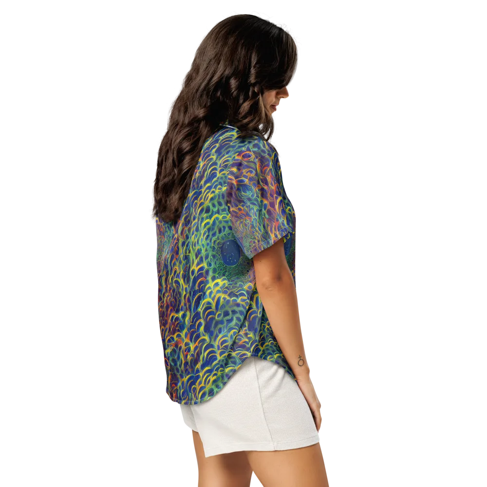 Viridian Flame on Women's Short Sleeve Pajama Top — Right Back