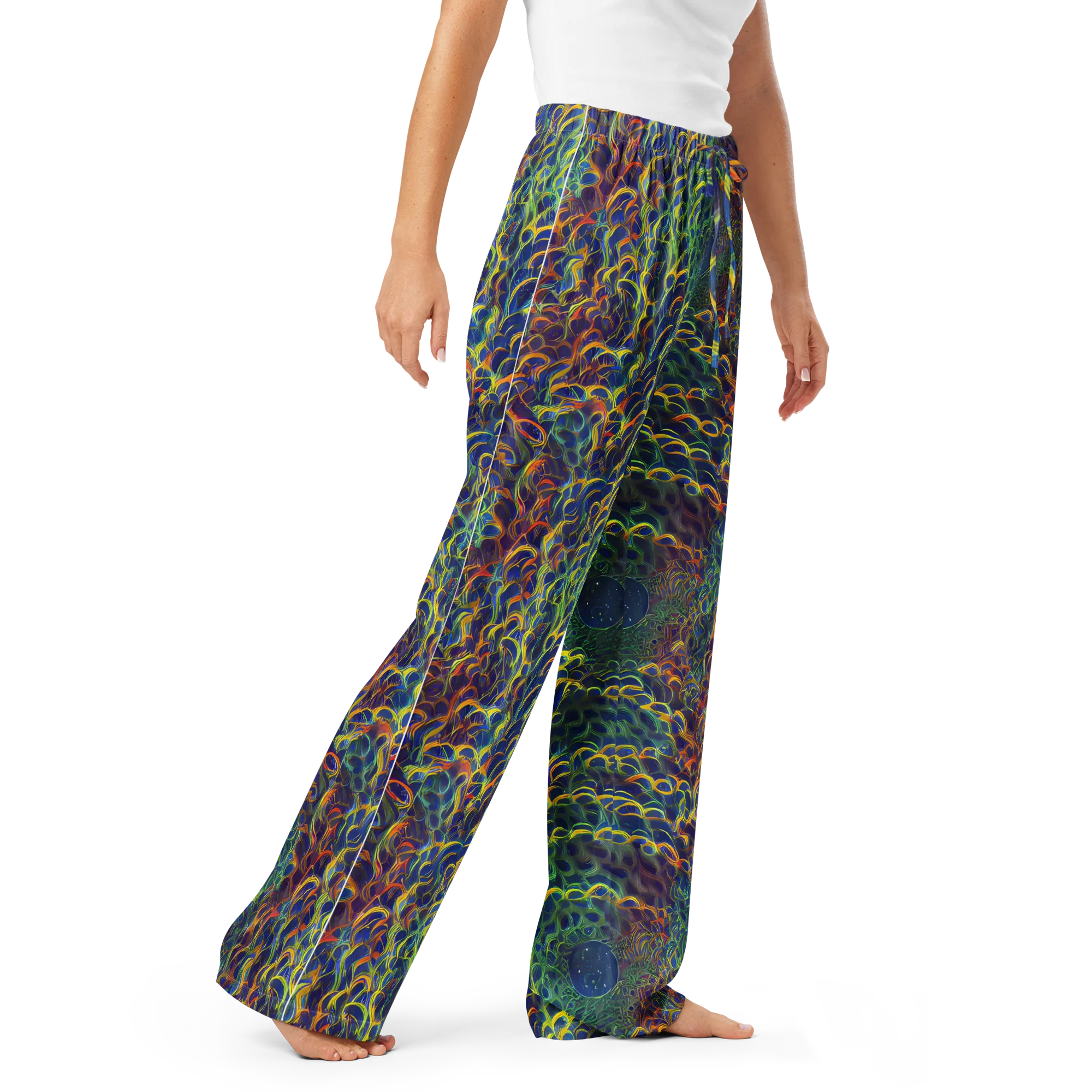 Viridian Flame on Women's Pajama Pants — Right Front