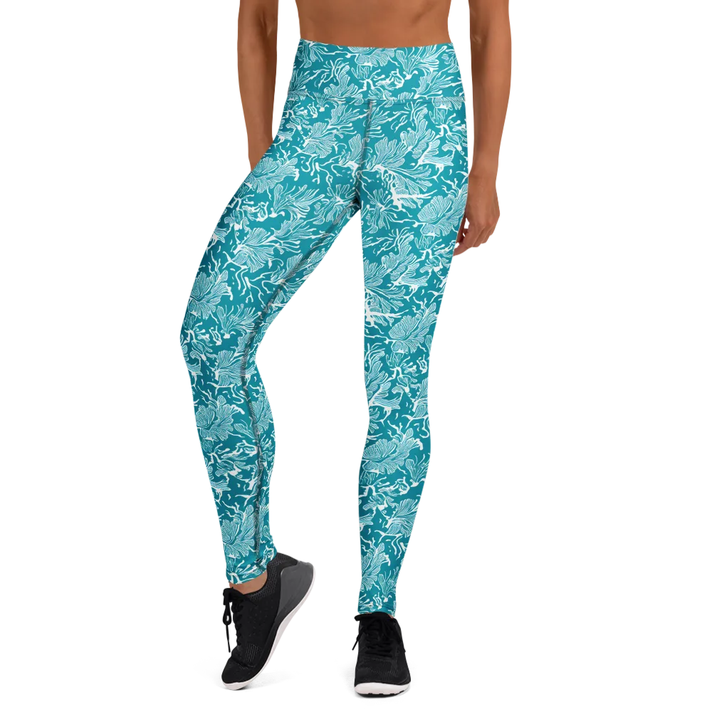 Tidal Botanica on Yoga Leggings — Front