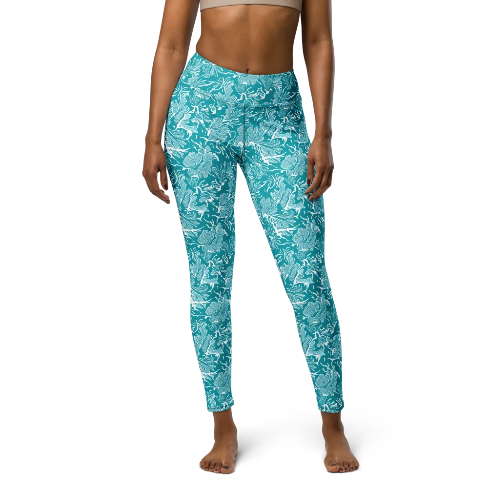 Tidal Botanica on Yoga Leggings — Front