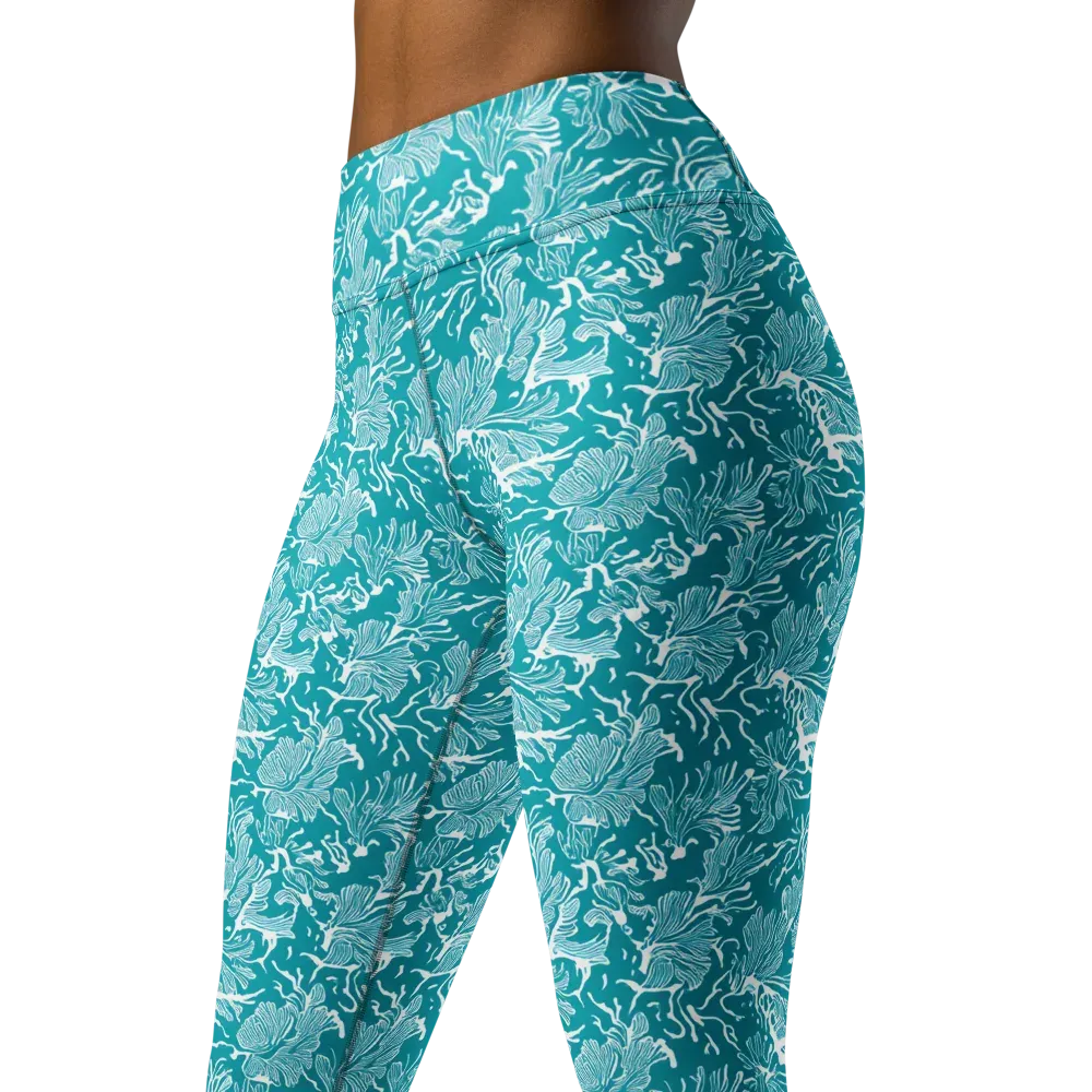Tidal Botanica on Yoga Leggings — Left Front