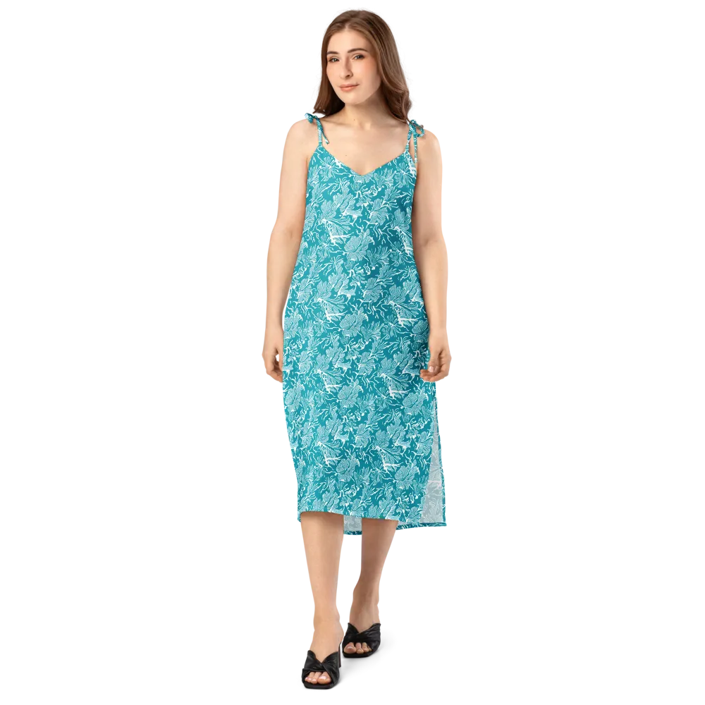 Tidal Botanica on Slip Dress — Front