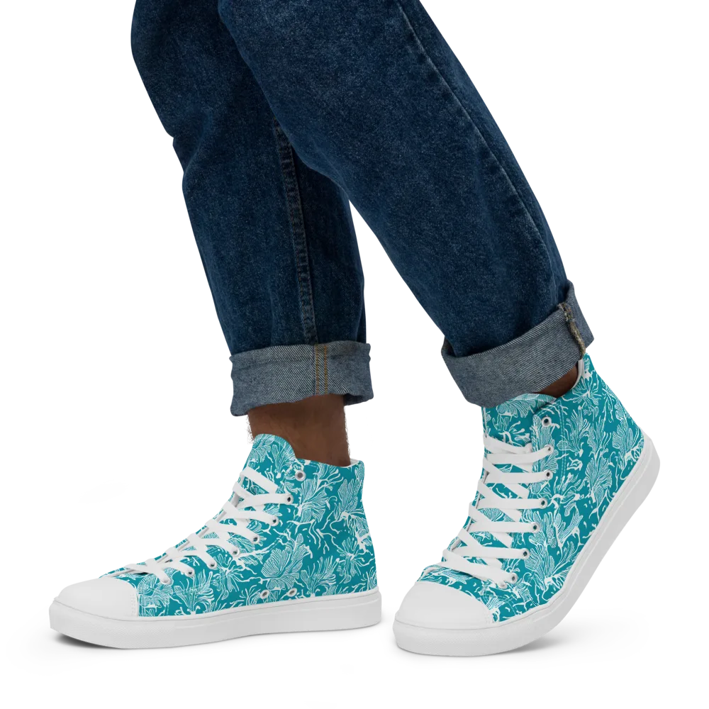 Tidal Botanica on Men's High Top Canvas Shoes — Left
